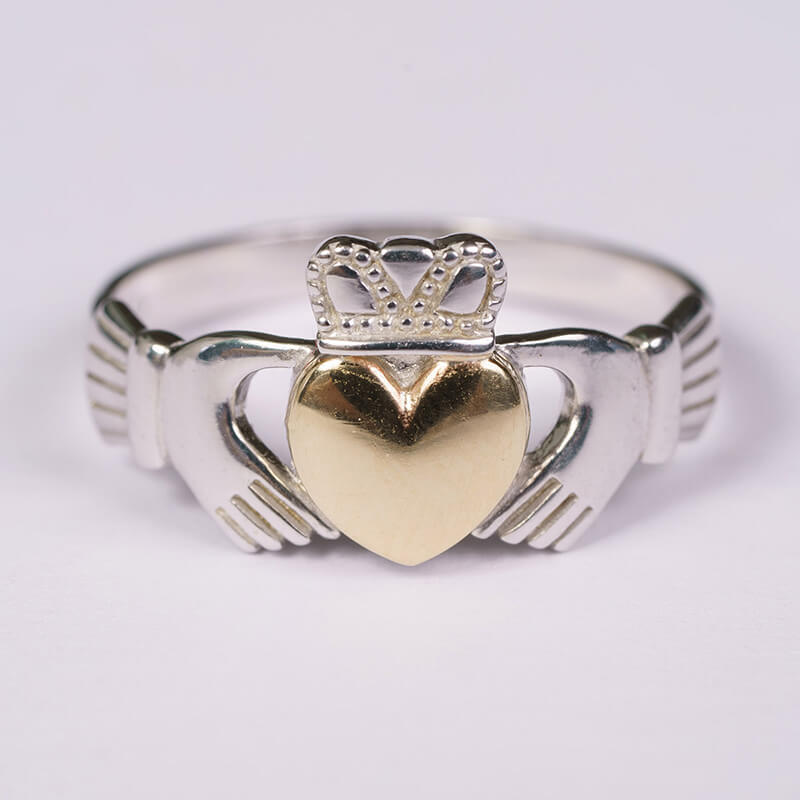 10K Gold Heart Claddagh Ring 6.5