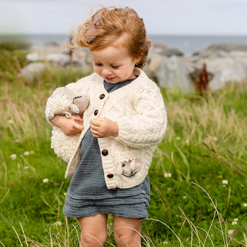 Cream Hand Knit Baby Aran Cardigan Large