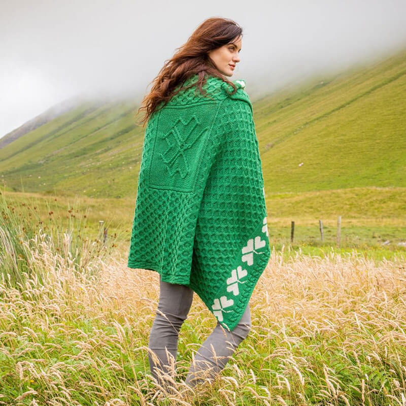 Green Shamrock Merino Wool Blanket