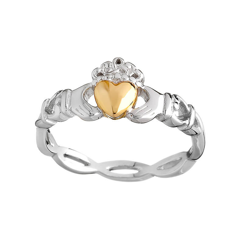 10k Gold & Silver Claddagh Ring Silver/Gold Size 5
