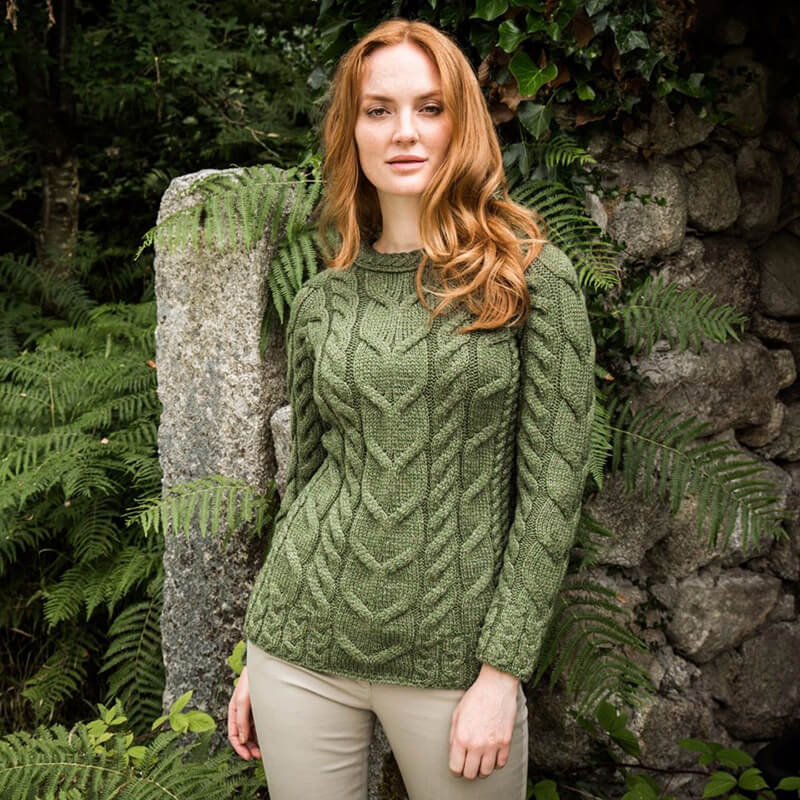 The Ardara Cable Sweater Green S