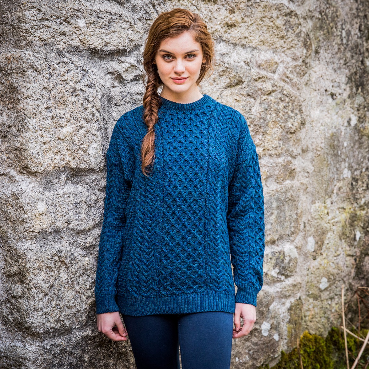 Women's Atlantic Aran Sweater Dark Blue XL