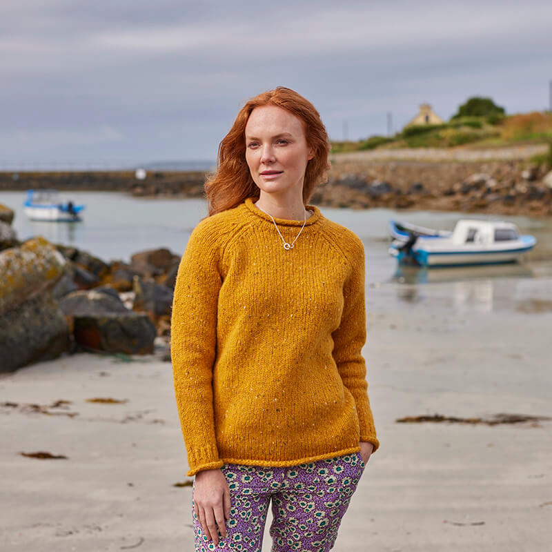 Women's Donegal Fleck Sweater-Ochre Nepp-S
