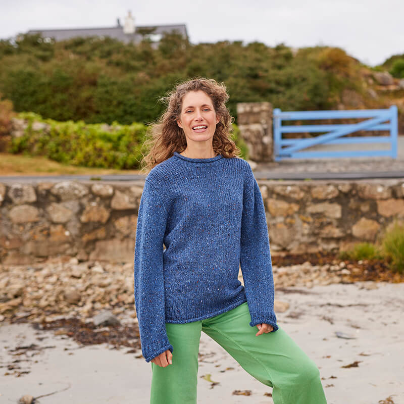 Donegal Fleck Sweater -Blue Nepp-L