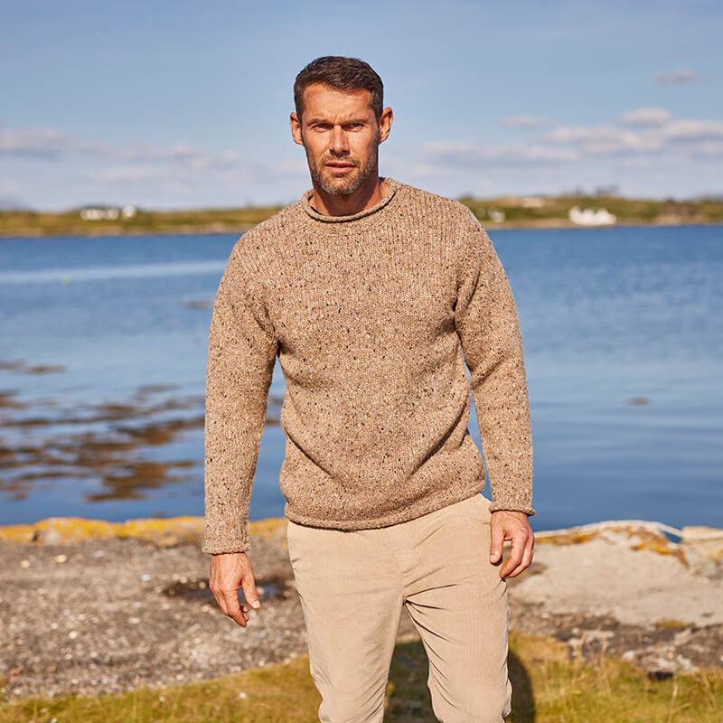 Donegal Fleck Sweater -Oatmeal Nep-L