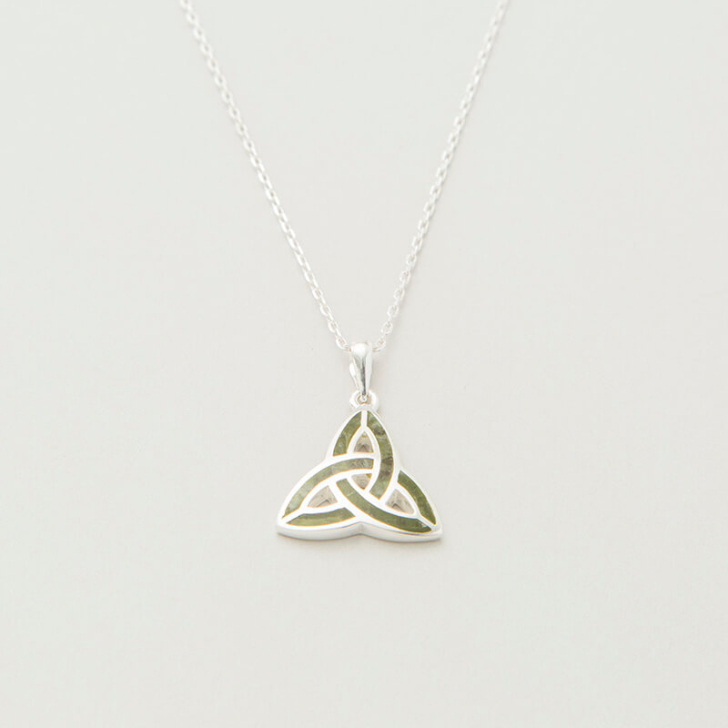 Trinity Knot Connemara Marble Cross Pendant
