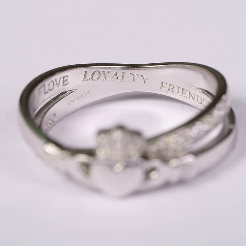 Silver Crystal Crossover Claddagh Ring 7.5