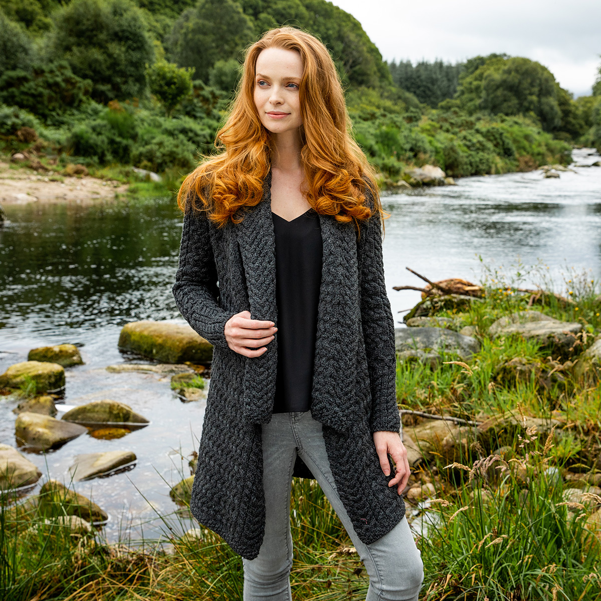 Ladies Graphite Glenross Waterfall Cardigan XL