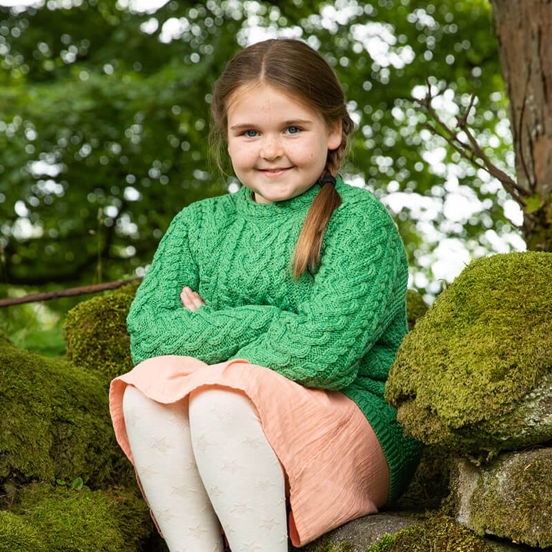 Green Kids Cara Aran Sweater 4-5 Years
