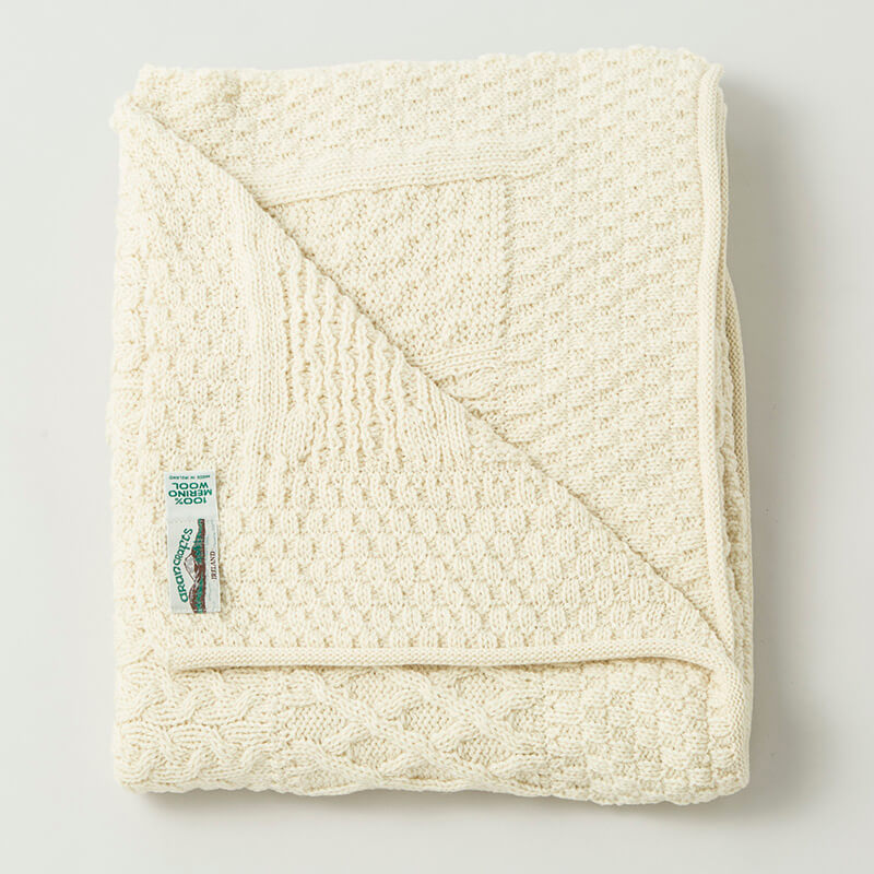 Merino Wool Cream Patchwork Blanket