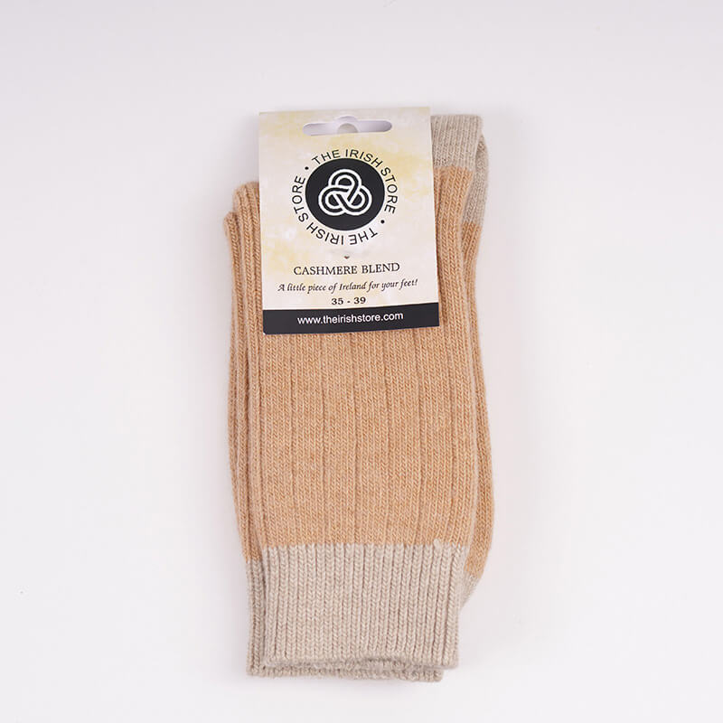 Two tone socks camel with beige tips 35-39