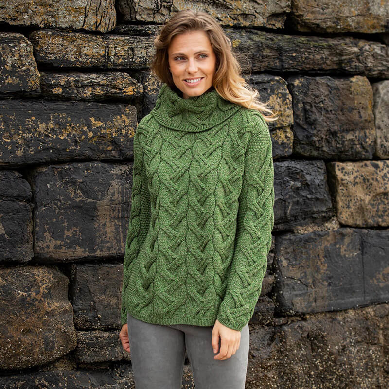 The Comeragh Green Aran Sweater Large