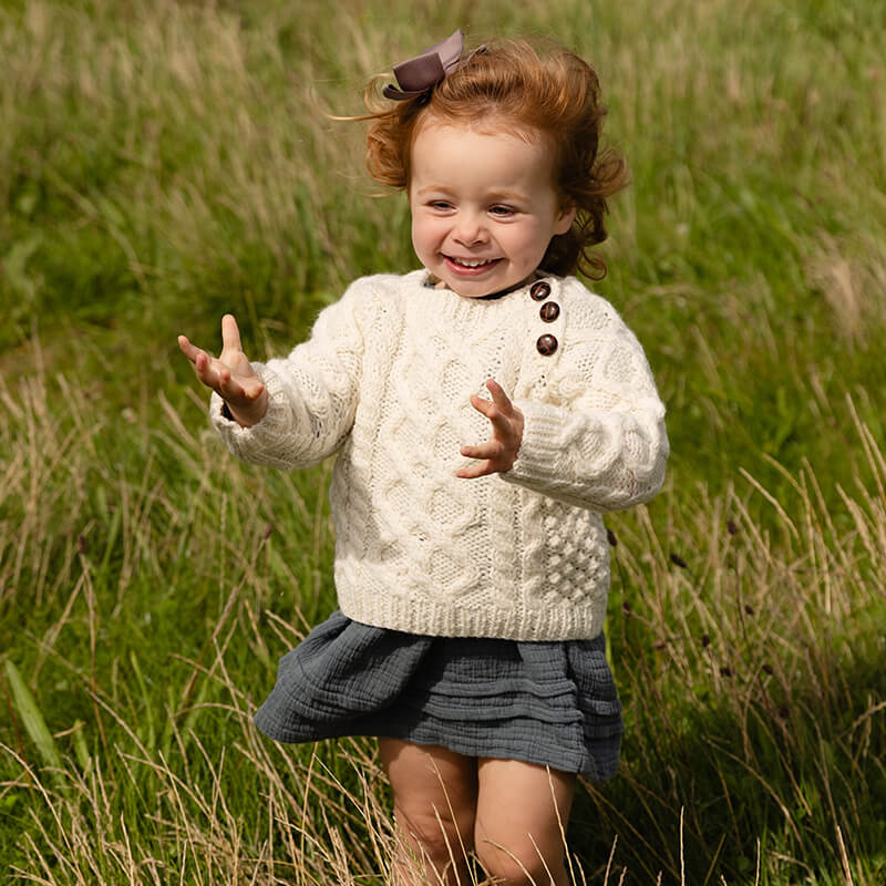 Handknitted Baby Aran Sweater Cream Large