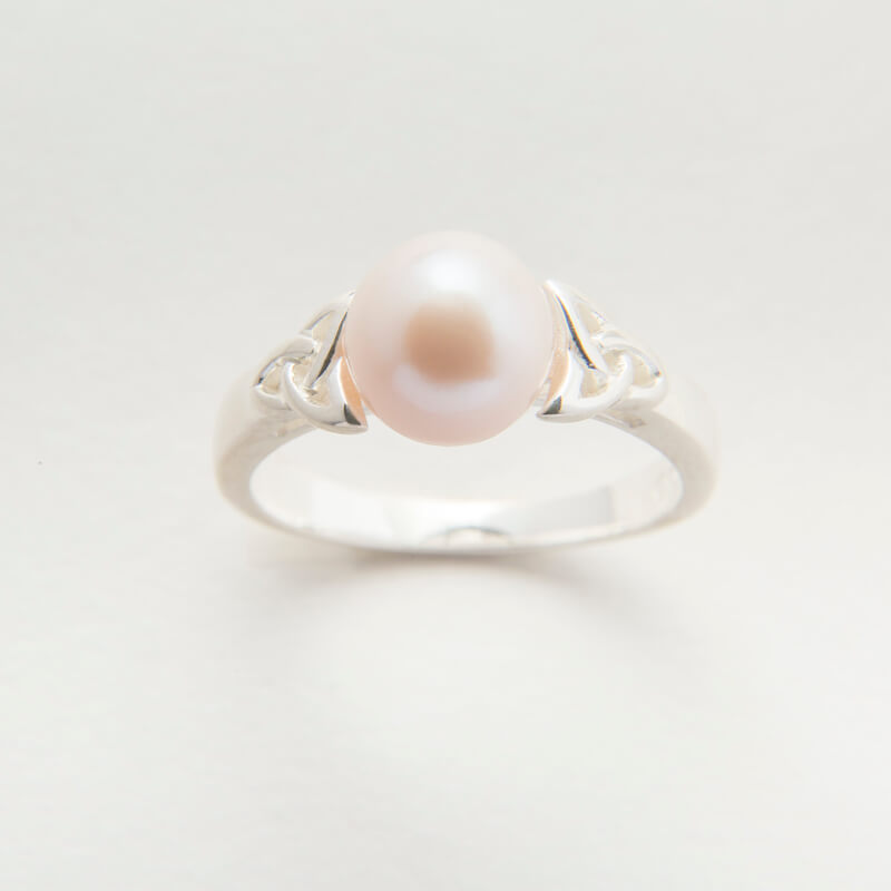 Sterling Silver Trinity Knot Pearl Ring Size 9