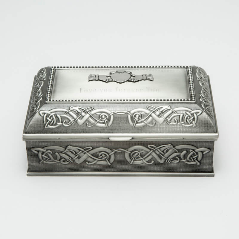 Personalized Mullingar Pewter Jewelry Box Large