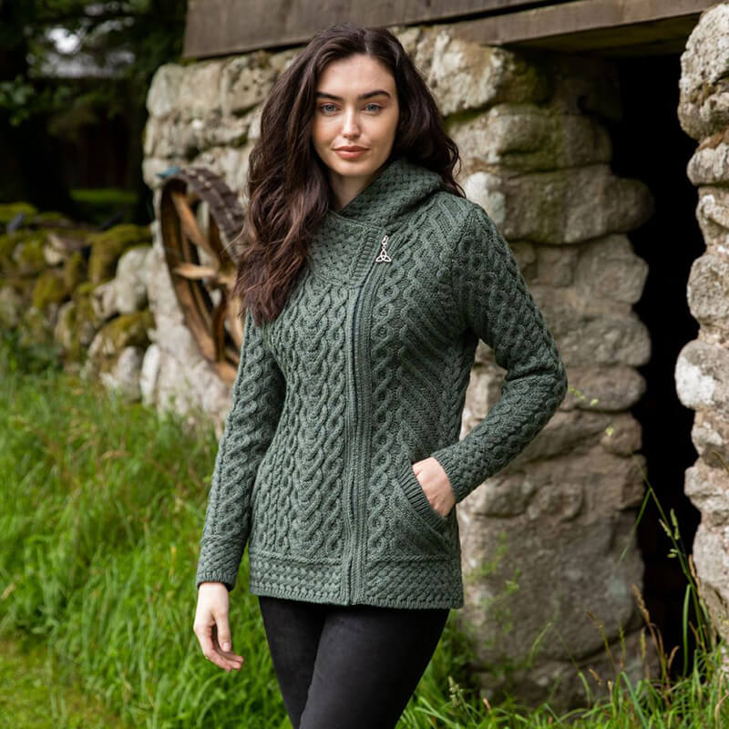 Women's Kilkenny Tundra Aran Hooded Cardigan Medium