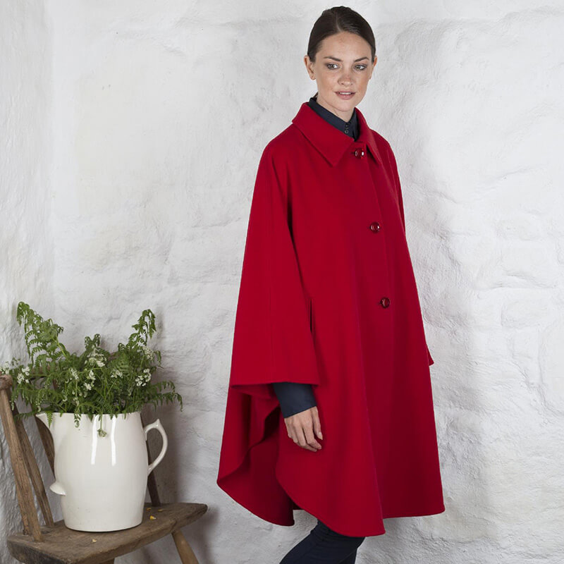 Wool and Cashmere Evening Cape Red